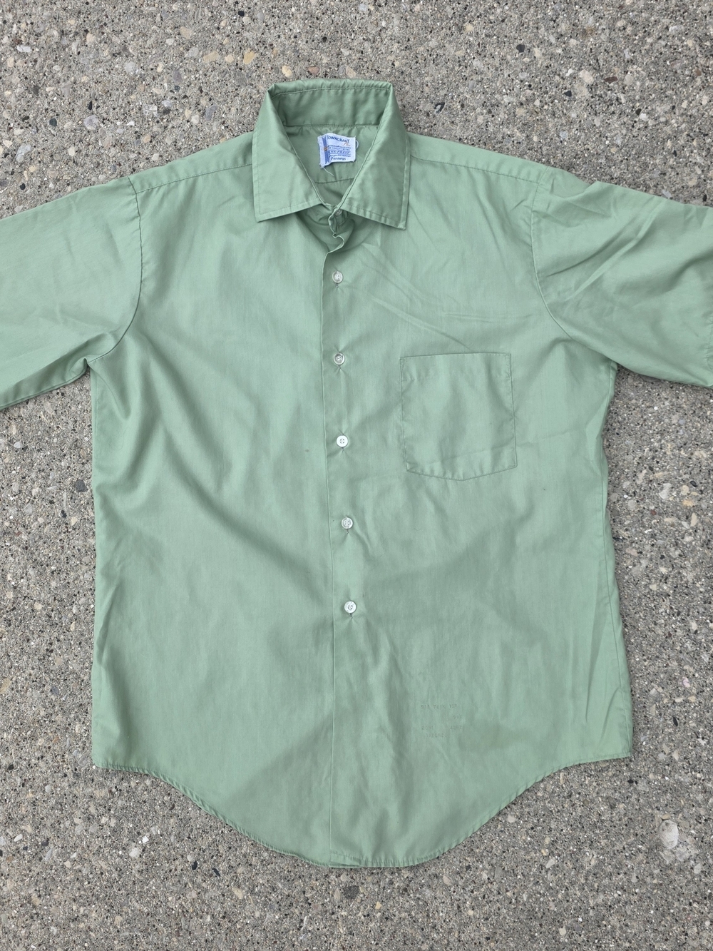 Vintage Towncraft Penn Prest Sage Green Button Up Shirt Mens Large 60s 70s
